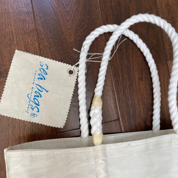 NWT Sea Bags Medium Tote White, Navy & Yellow - Picture 5 of 6